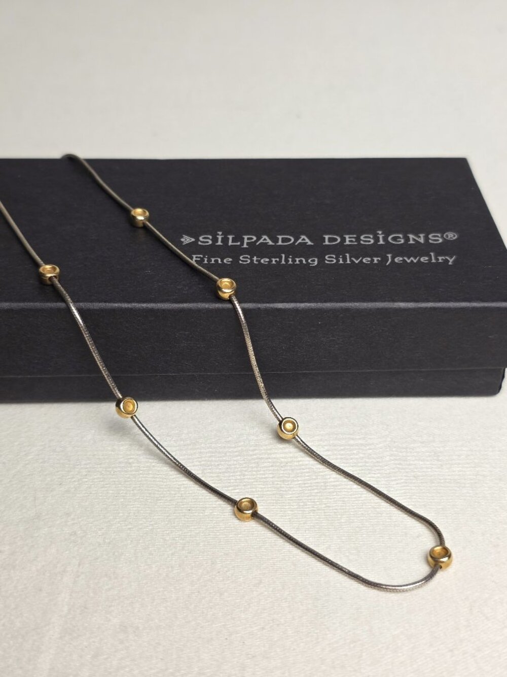 Silpada Saturn N0673 Sterling Silver 14K Gold Filled Layering Necklace 16"